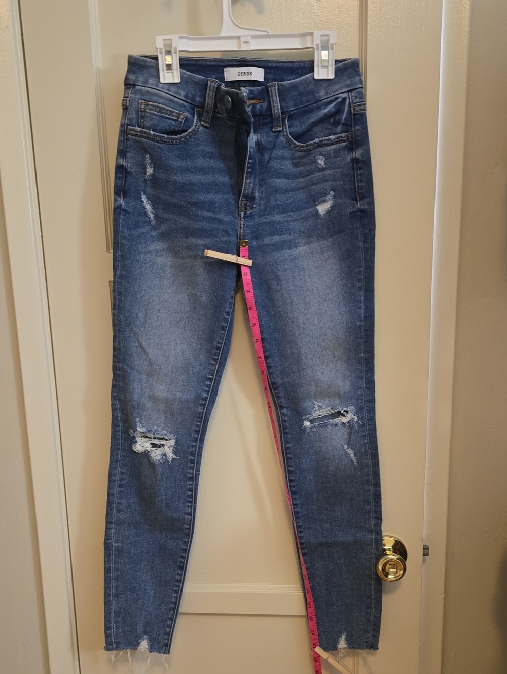 Ceros Distressed Skinny Jeans - Blue